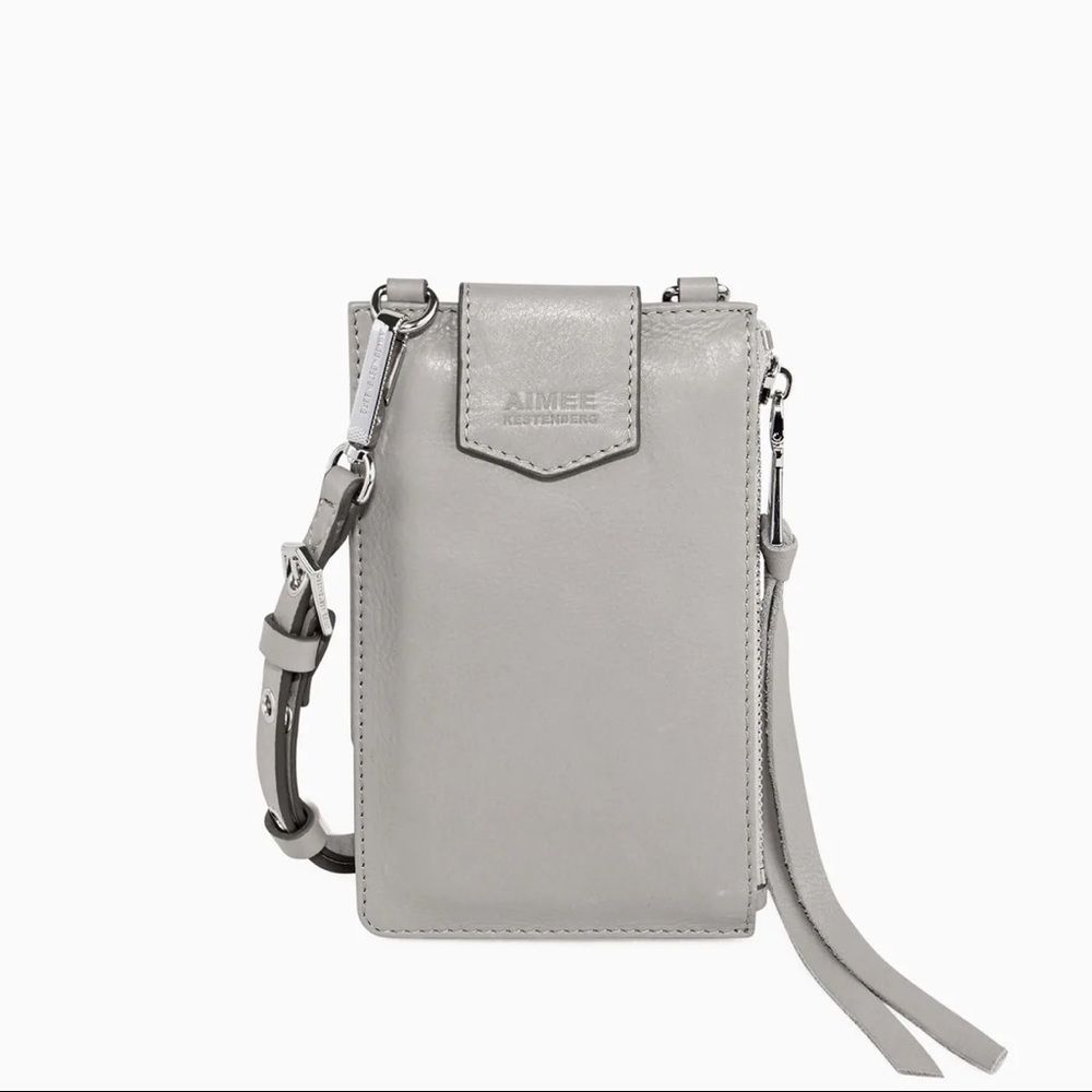 NWT Aimee Kestenberg Out Of Office Phone Crossbody Elephant Grey